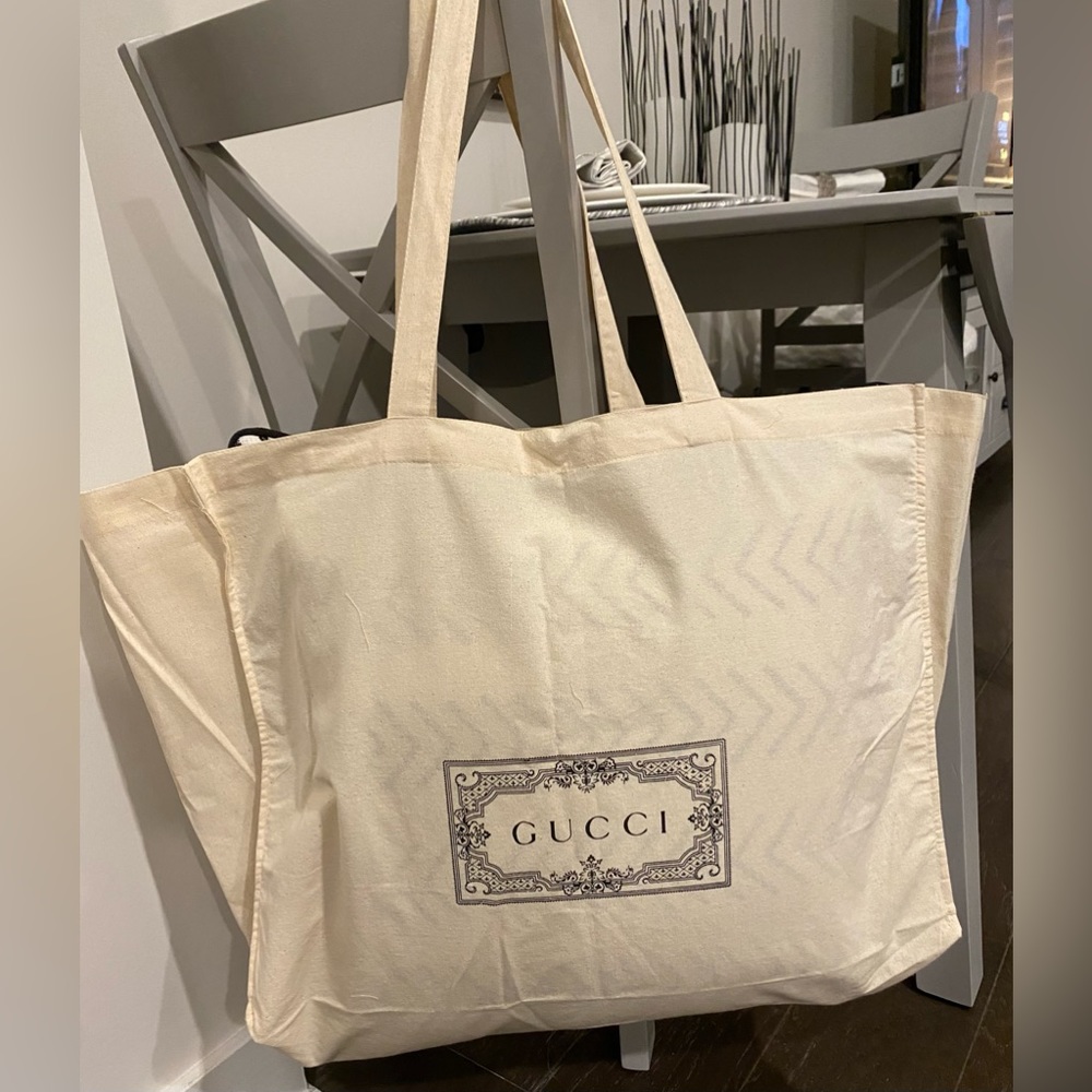 Authentic New Oversized Gucci Reusable Canvas Tote Shopping Shoulder Bag Cotton